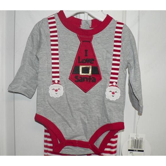 Koala Baby Boys Long Sleeve " I Love Santa" 2 Piece Set 3-6Months MSRP $20 - Picture 2 of 5